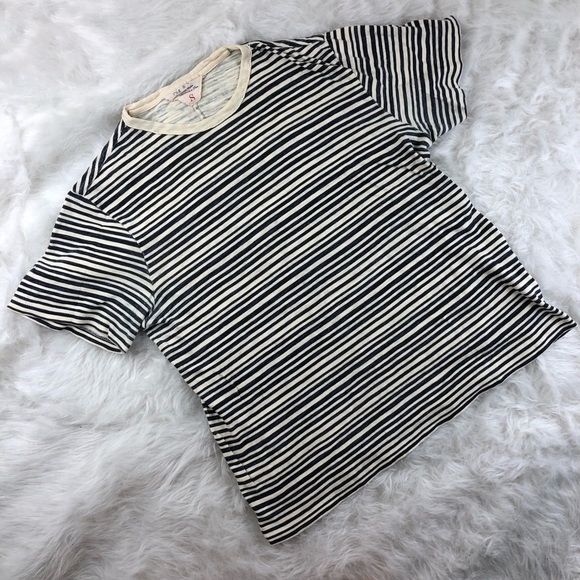 rag & bone Tops - Rag & Bone Small Striped T Shirt Navy Beige